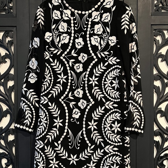(Brand- Needle & Thread) Black and White Embroidered Formal Dress - Picture 1 of 5